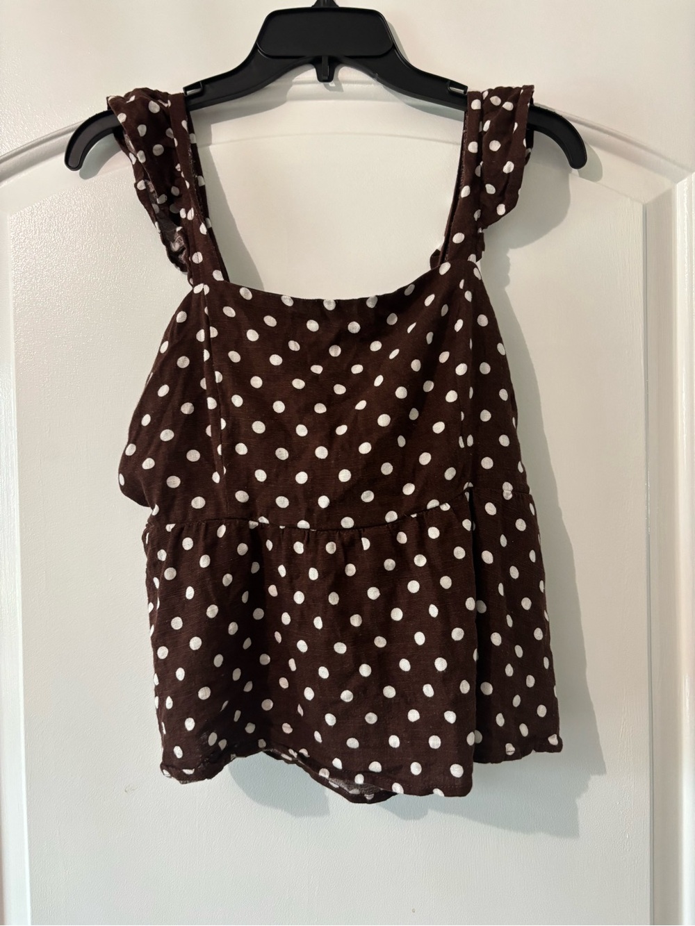 Monteau Brown Polka Dot Peplum Tank Top